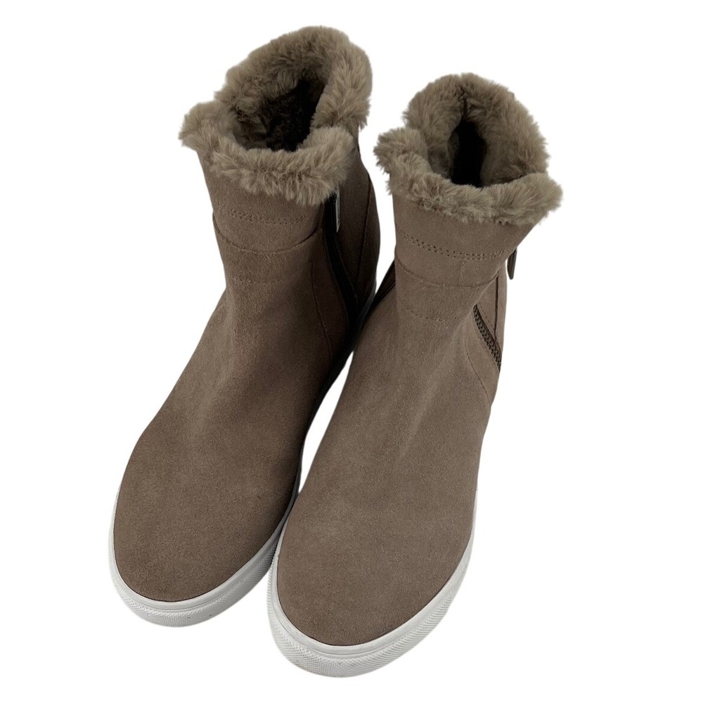 Blondo Waterproof Suede Faux Fur Lined Ankle Hidden Wedge Booties Womens Size 7